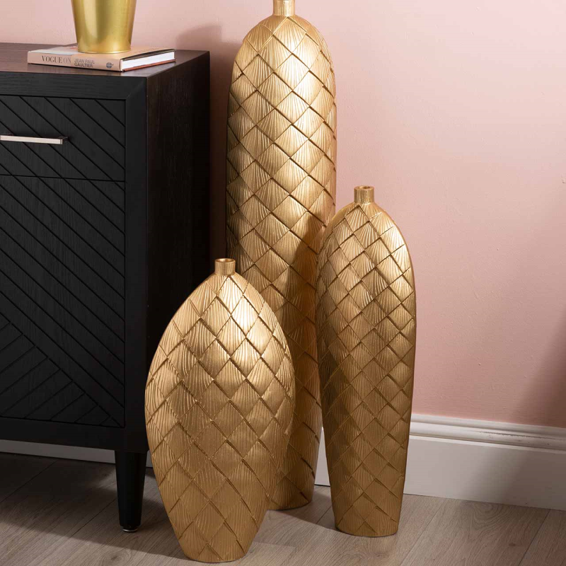 Aria Gold Polyresin Vase - 2 Sizes - 61cm & 94cm