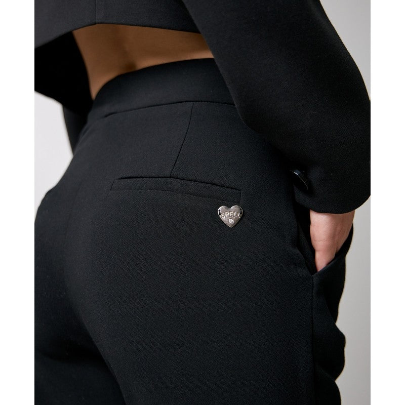 Access Fashion Black Straight Leg Pants with Side Split