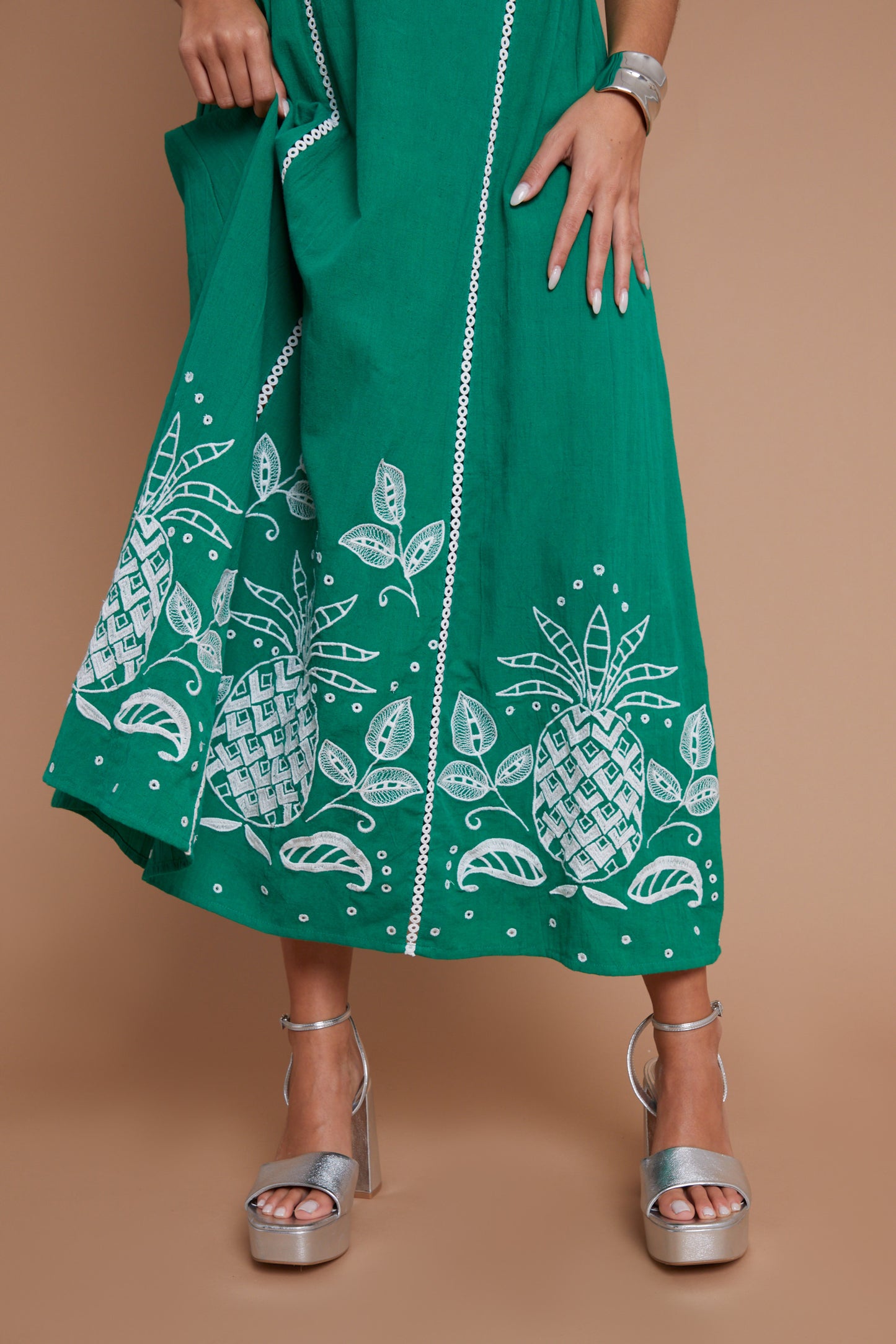 Another Sunday Puff Sleeve Dress With Embroidered Detail