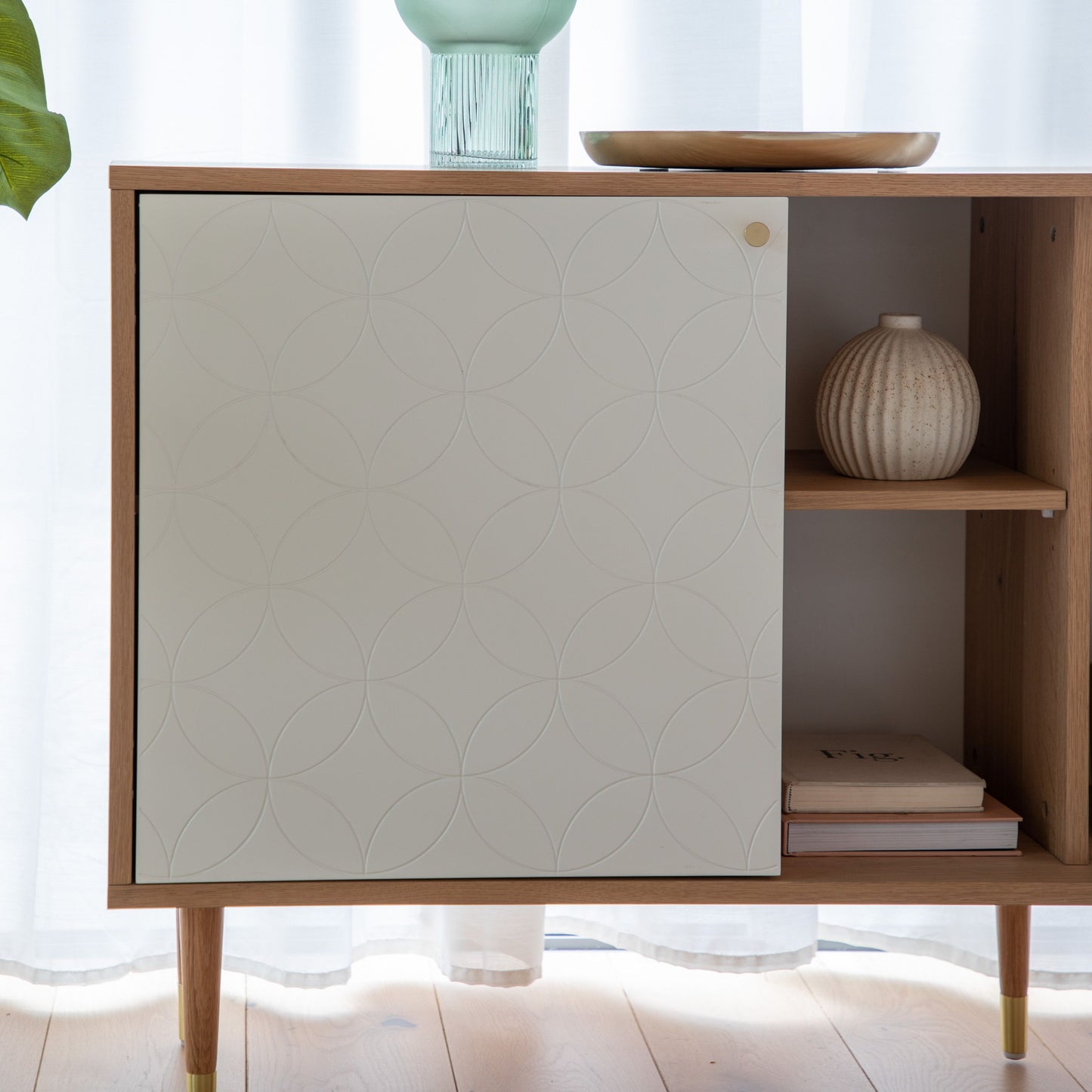Newton Geo 2 Door Sideboard - Oak/White - 160cm x40cm 79cm