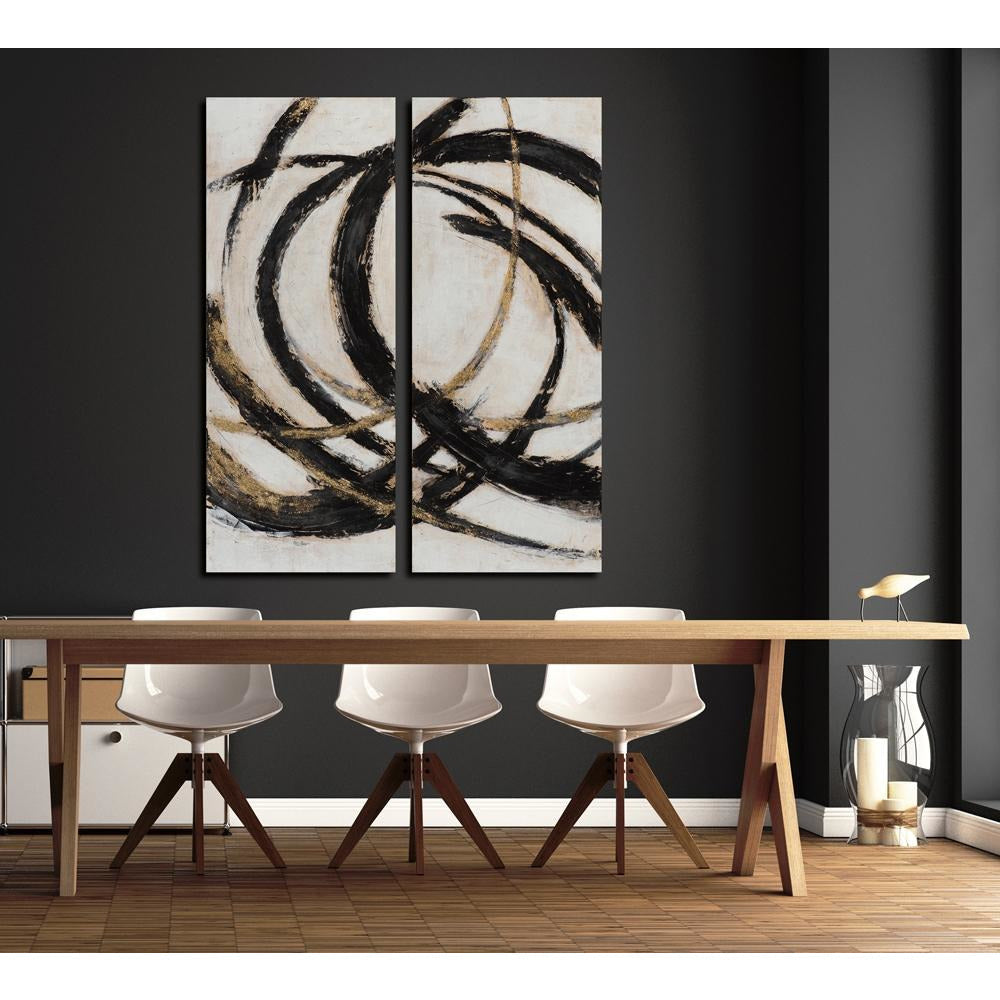 Circling Memory Large Black/Gold Foiled Wall Art - 2 piece set