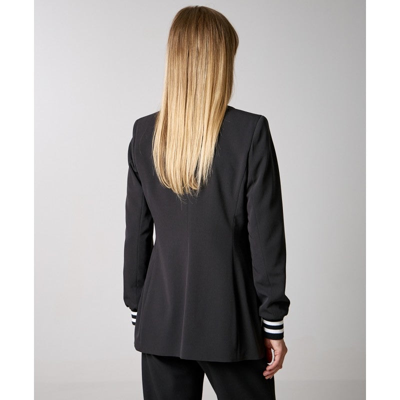 Access Fashion Soft Stripe Fabric Cuff and Collar Blazer