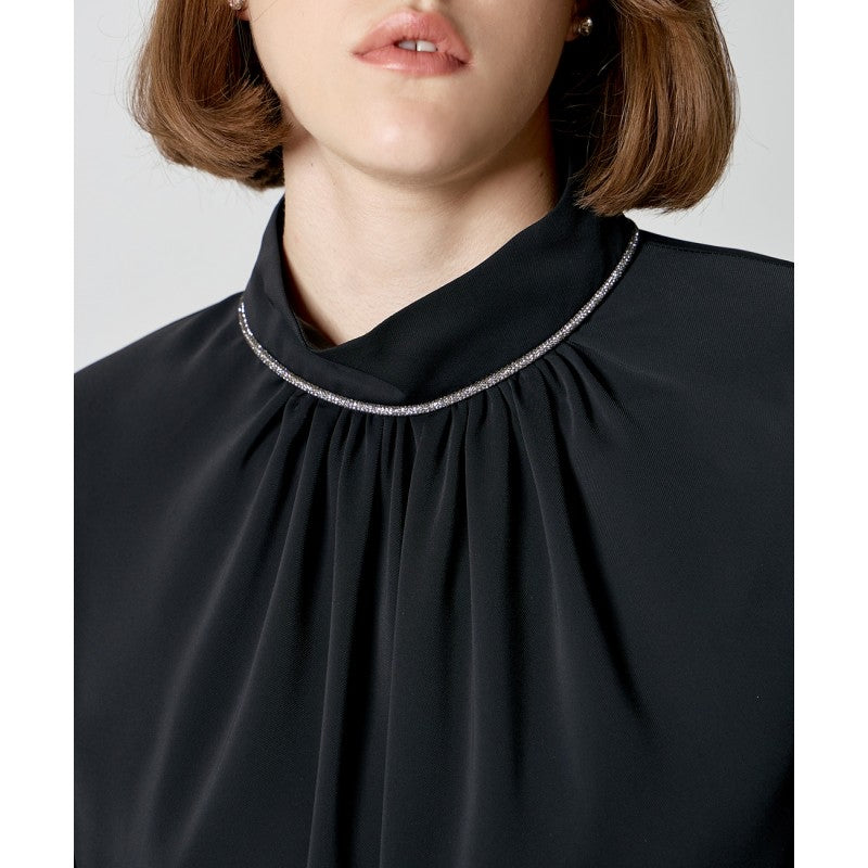 Access Fashion Diamanté Trim Blouson Deep Cuff Blouse