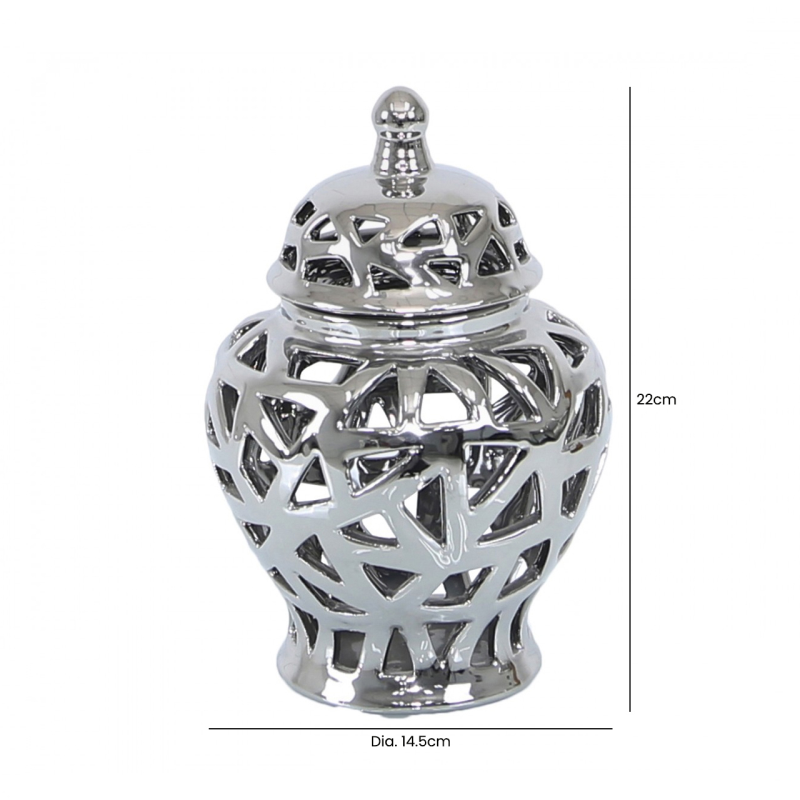 Silver Glazed Ceramic Ginger Jar