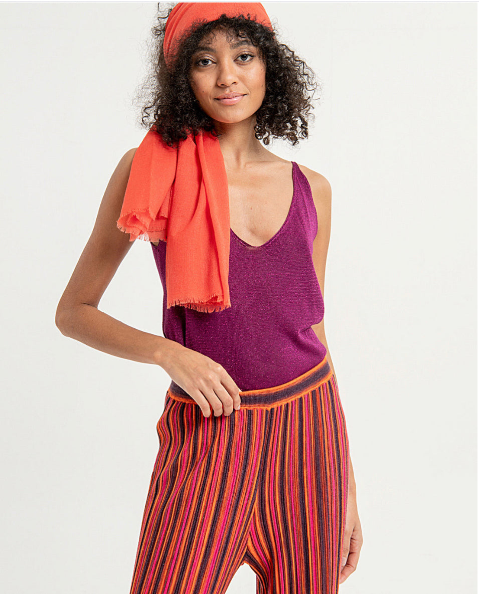 Surkana Flare Bottom Multi Stripe Knitted Trousers
