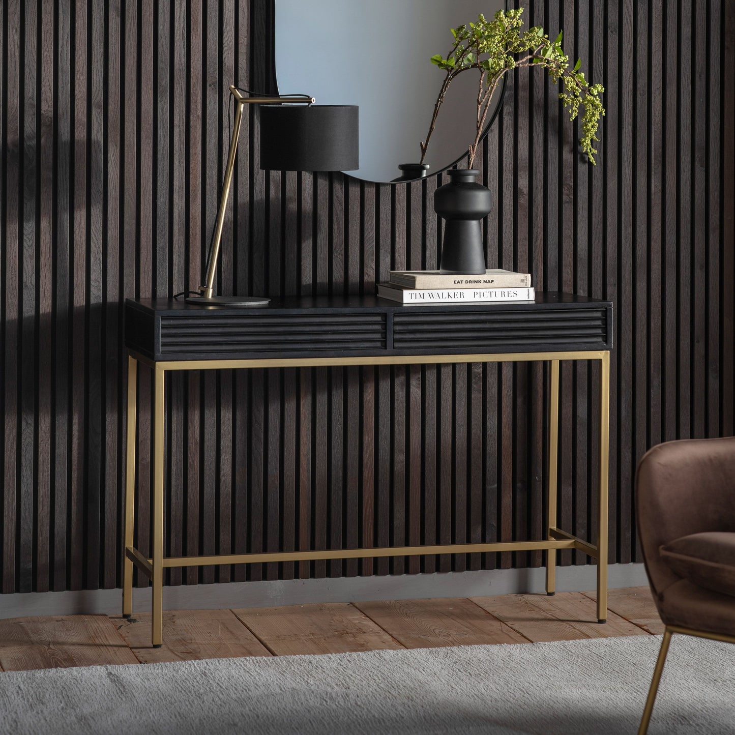 Nero 2 Drawer Console Table - 1100x400x780mm