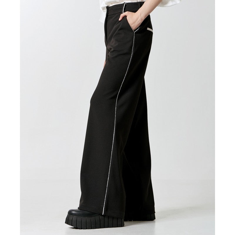 Access Fashion Wide Leg Black Pants with white piping