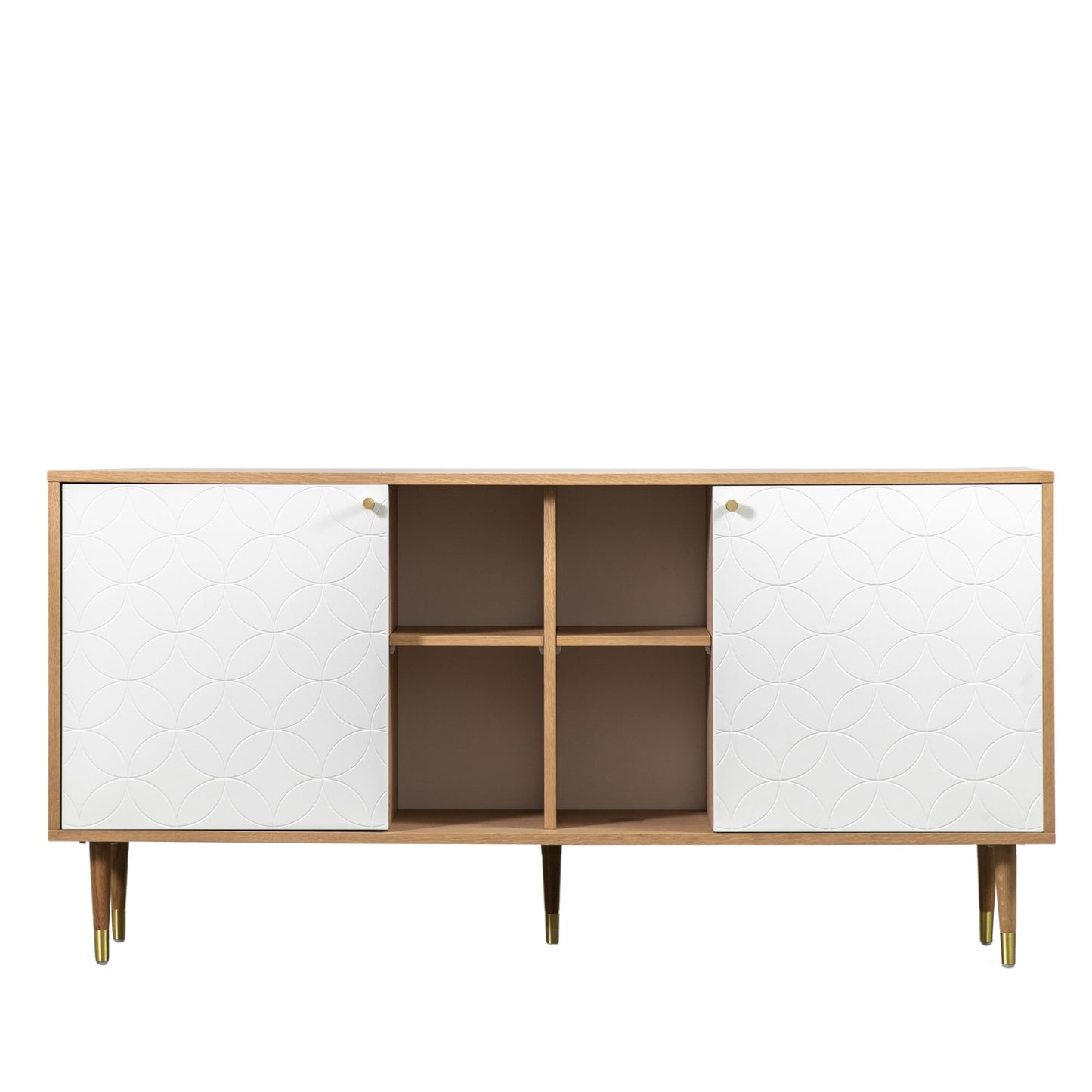 Newton Geo 2 Door Sideboard - Oak/White - 160cm x40cm 79cm