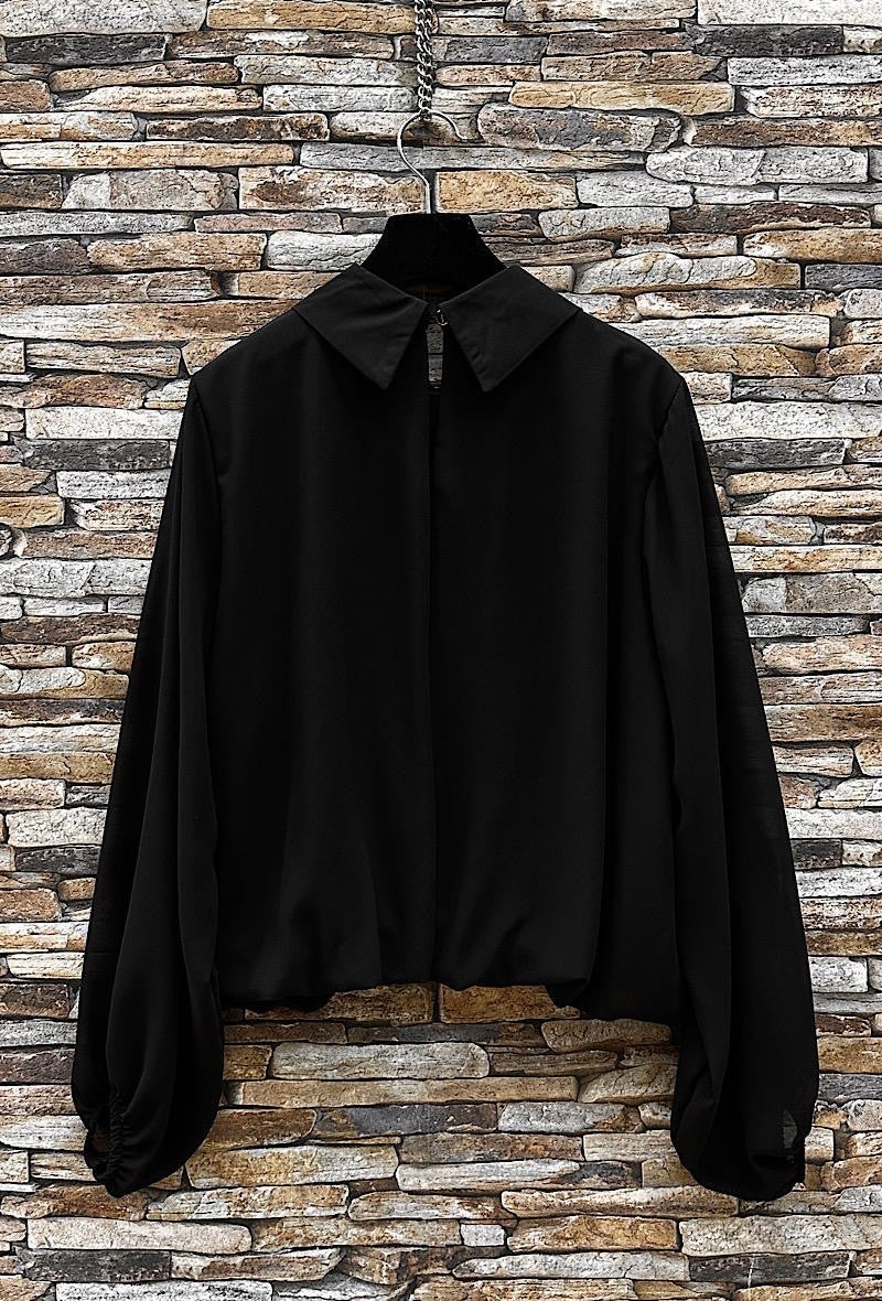 Chiffon Lined Bubble Hem Blouse - 2 Colours