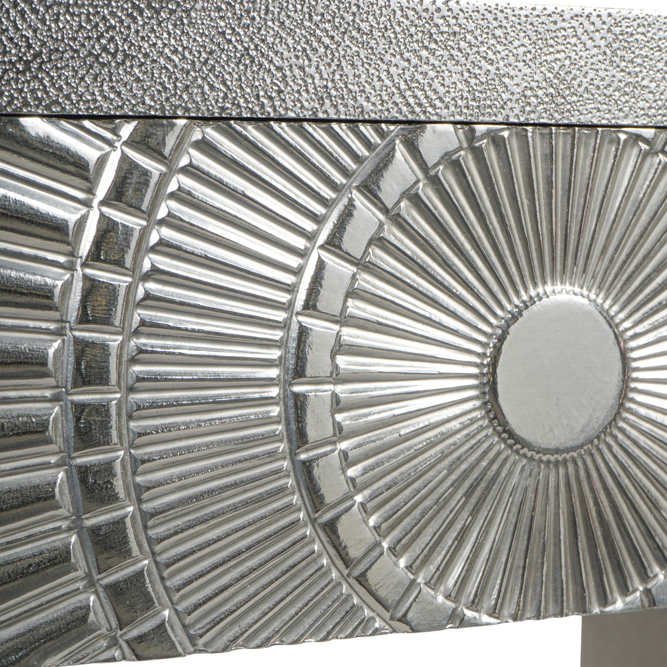Calido Silver Embossed Metal Console Table