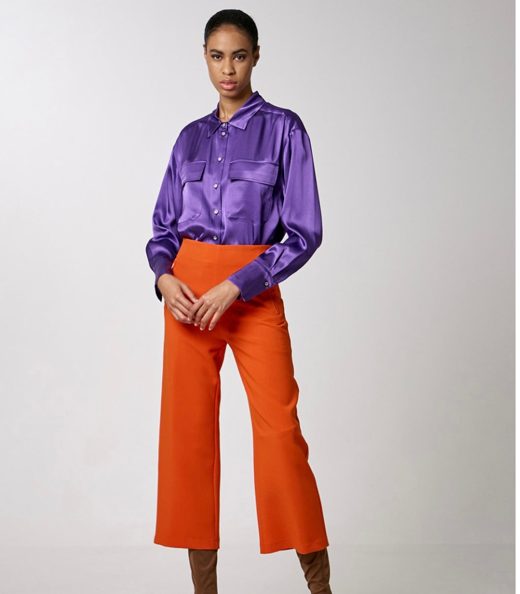 Access Fashion Cropped Wide Pants - Orange