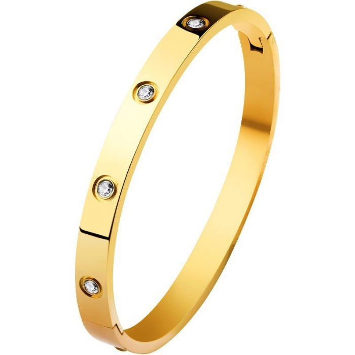 Crystal Stone Bangle -Gold