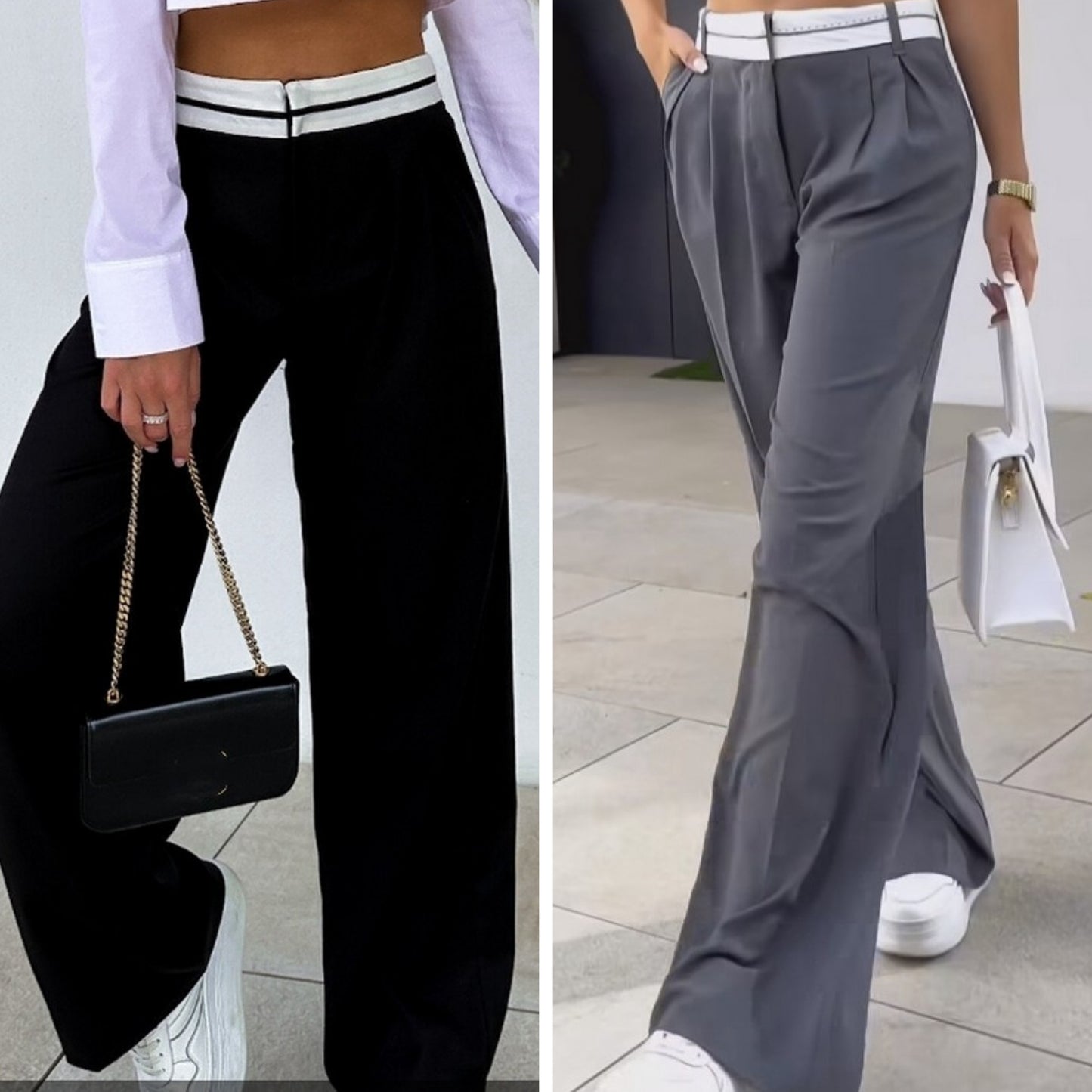 Trousers with Stretch Stripe Waistband