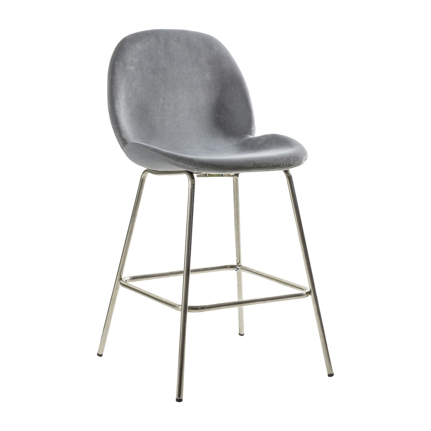 Light Grey Velvet Bar Stool with Chrome Legs (2pk)