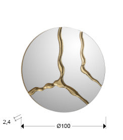 Signature Collection - Surcos Gold Leaf Large Round Statement Mirror - 100cm