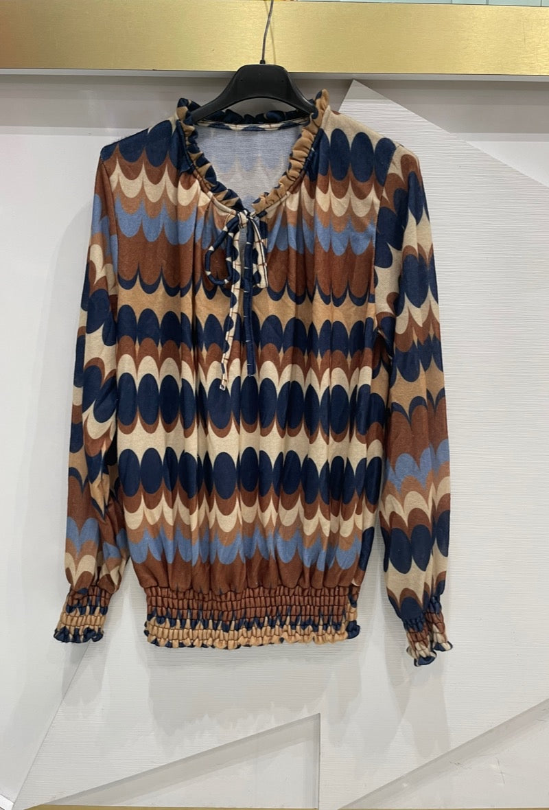 Brushed Cotton Retro Print Top
