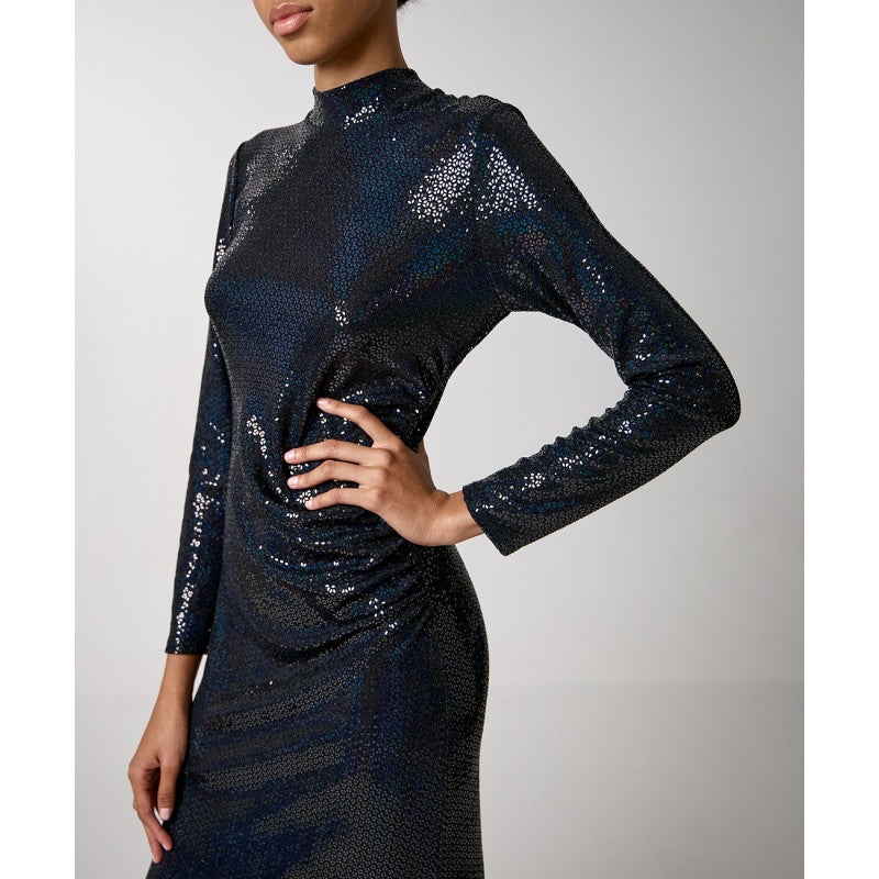 Access Fashion Midnight Navy Sequin Shimmer Midi Dress