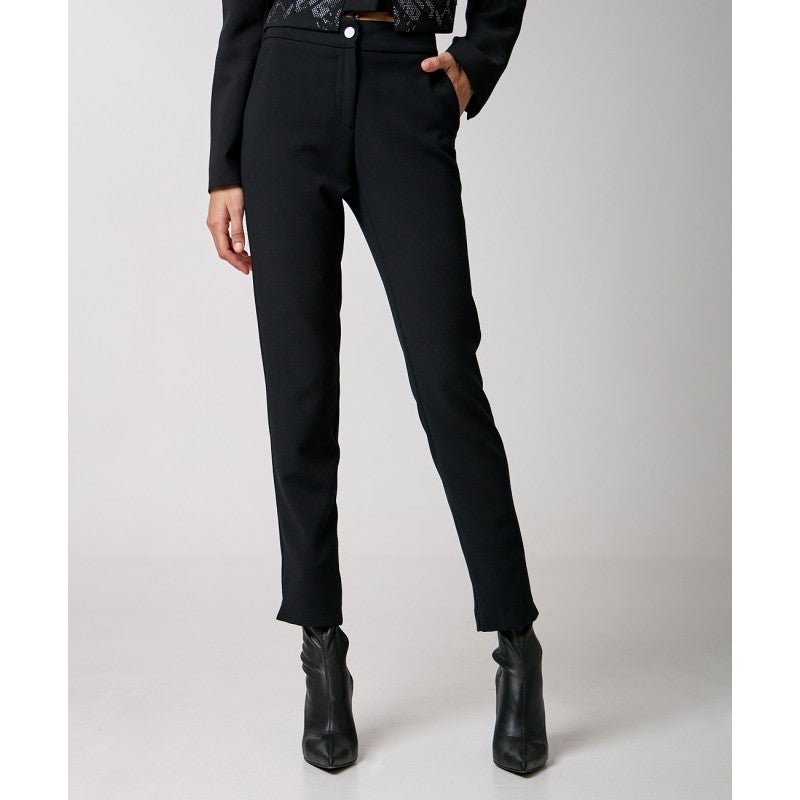 Access Fashion Black Straight Leg Pants with Side Split