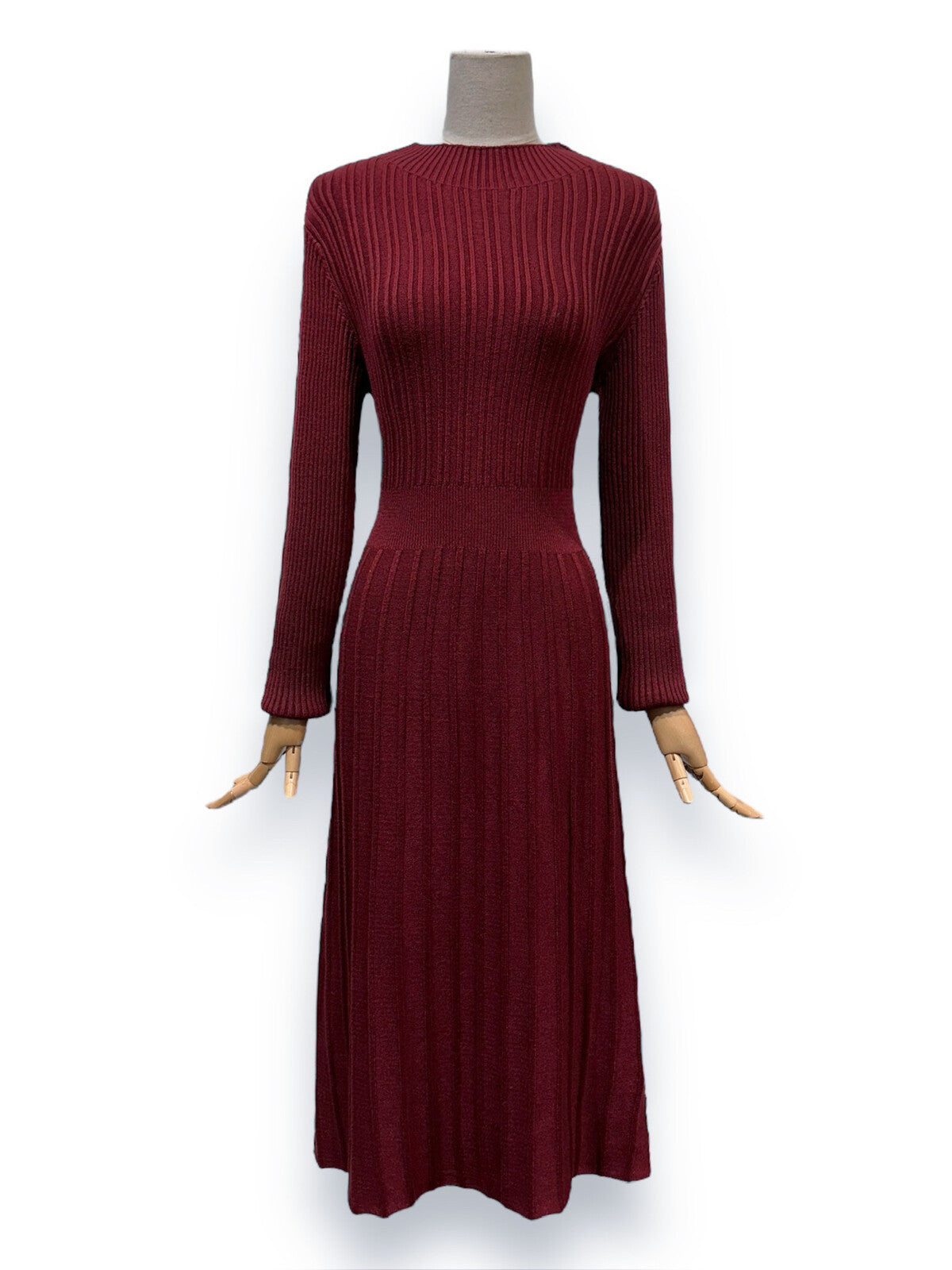 Knitted A Line Stretch Ribbed Knit Dress - 4 Colours