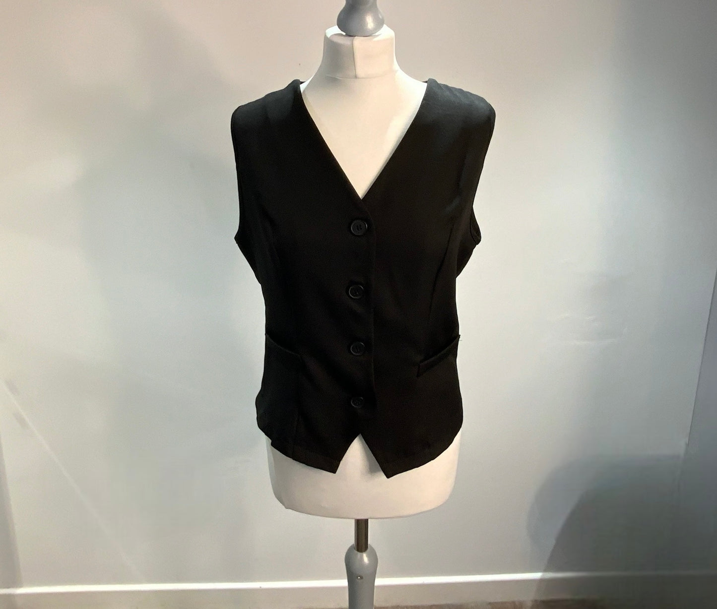 Button Front Waistcoat - Black