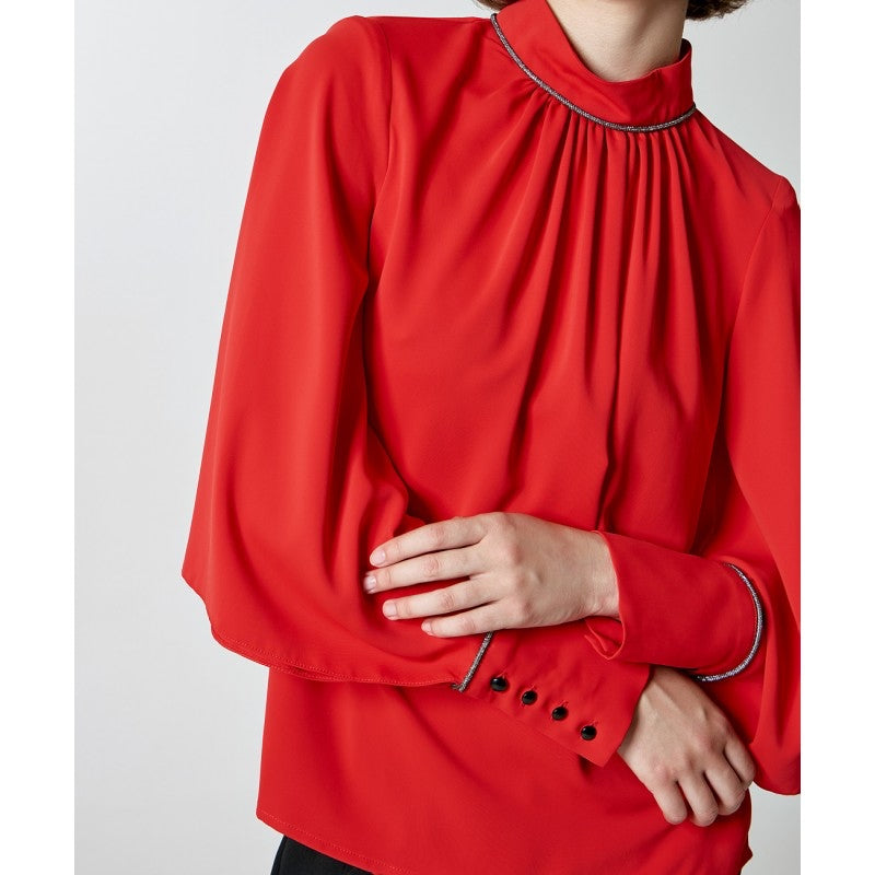 Access Fashion Diamanté Trim Blouson Deep Cuff Blouse