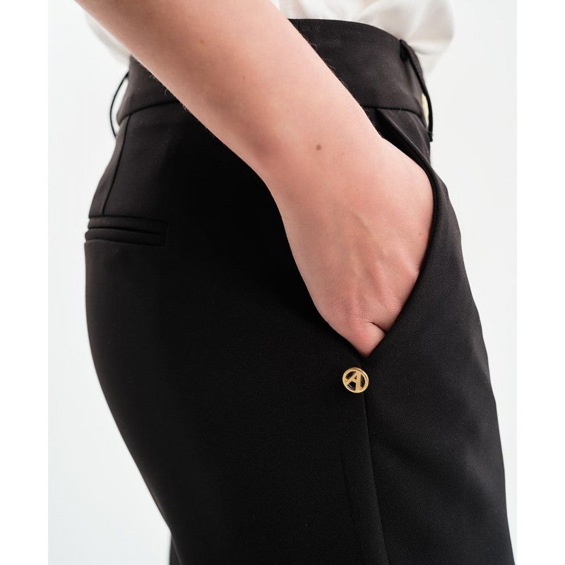 Access Fashion Black Straight Leg Pants with Side Split