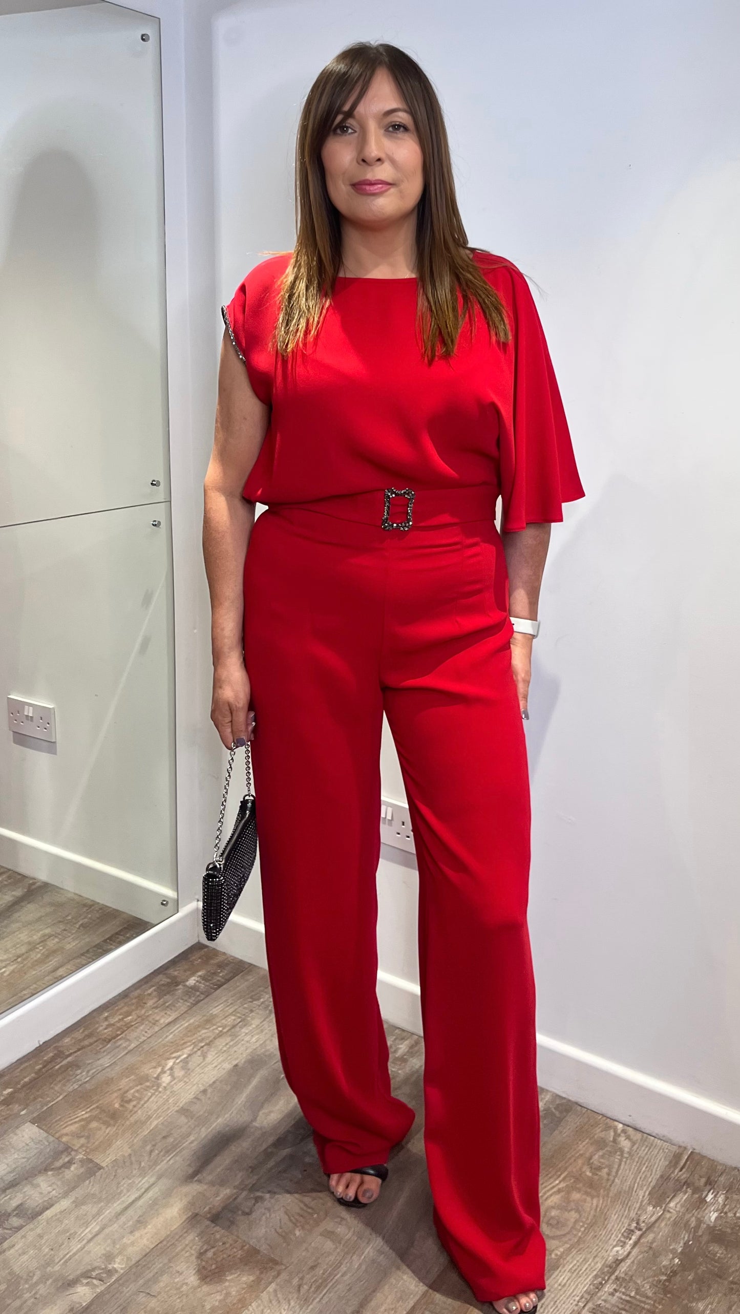 Access Fashion Asymetric Diamanté Sleeve Blouse