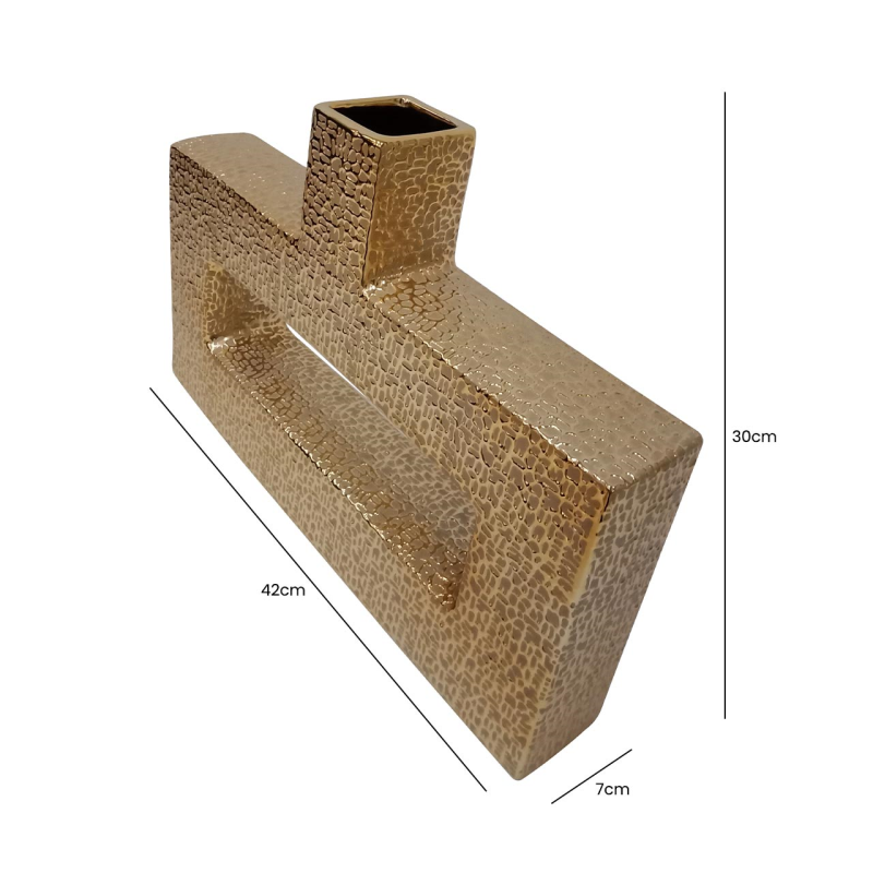 Gold Textured Ceramic Vase - 42cm x 30cm