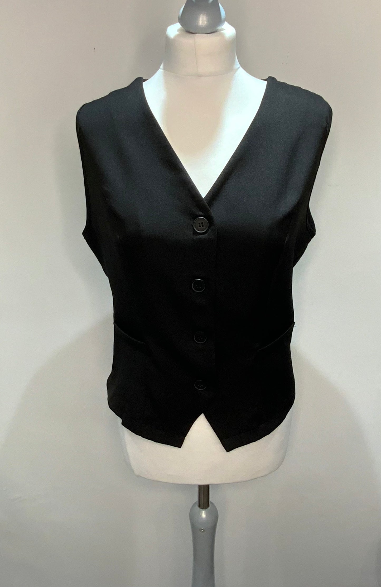 Button Front Waistcoat - Black