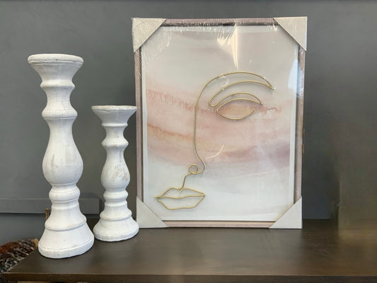 White wash Stone Candle Stick