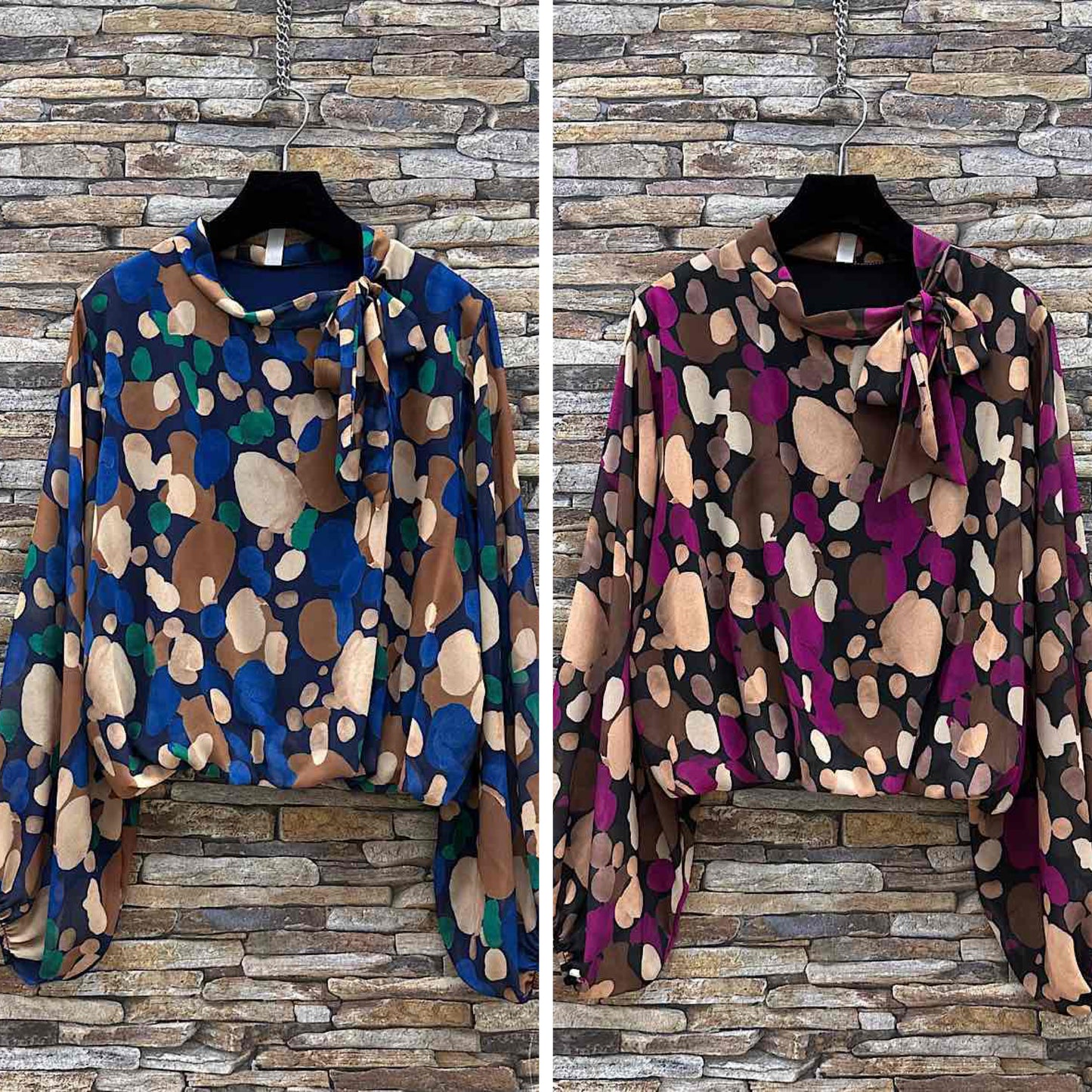 Made in Italy Circle Print Chiffon Top