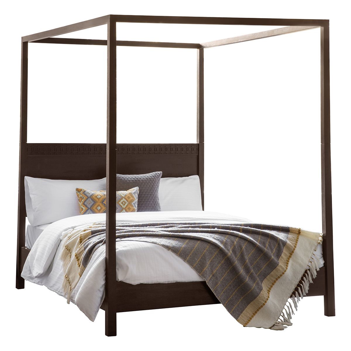 Sia Brown 4 Poster Bed Frame - Super King ( 180 x 200)