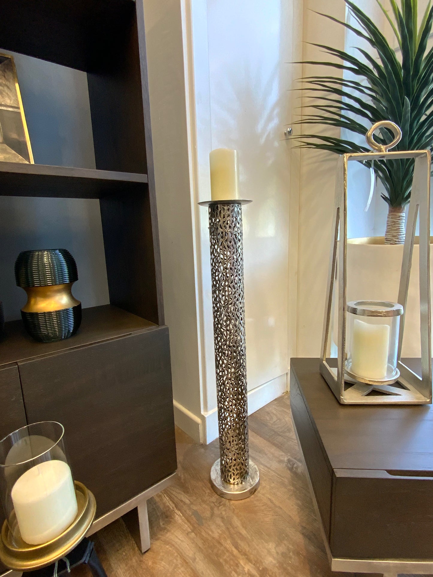 Cut Metal Floor standing candle holder