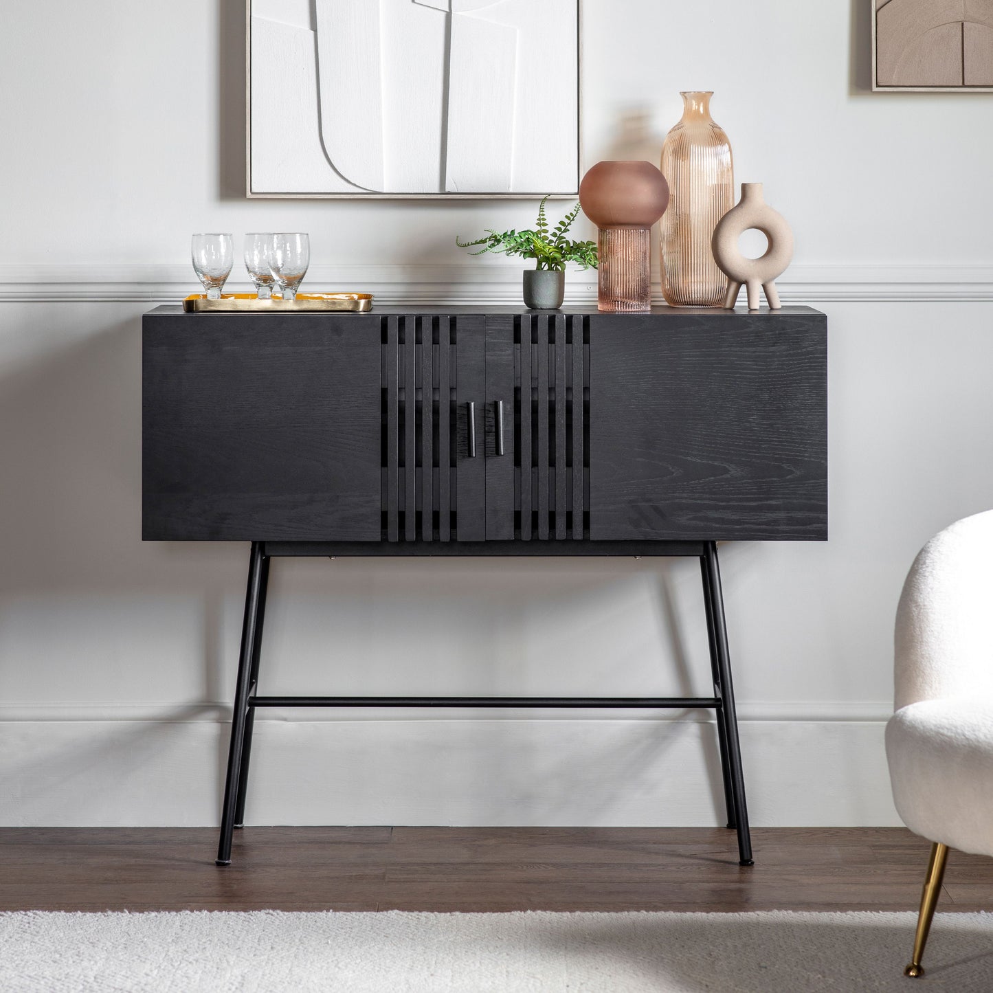 Gia 2 Door Sideboard Black 1200x420x970mm
