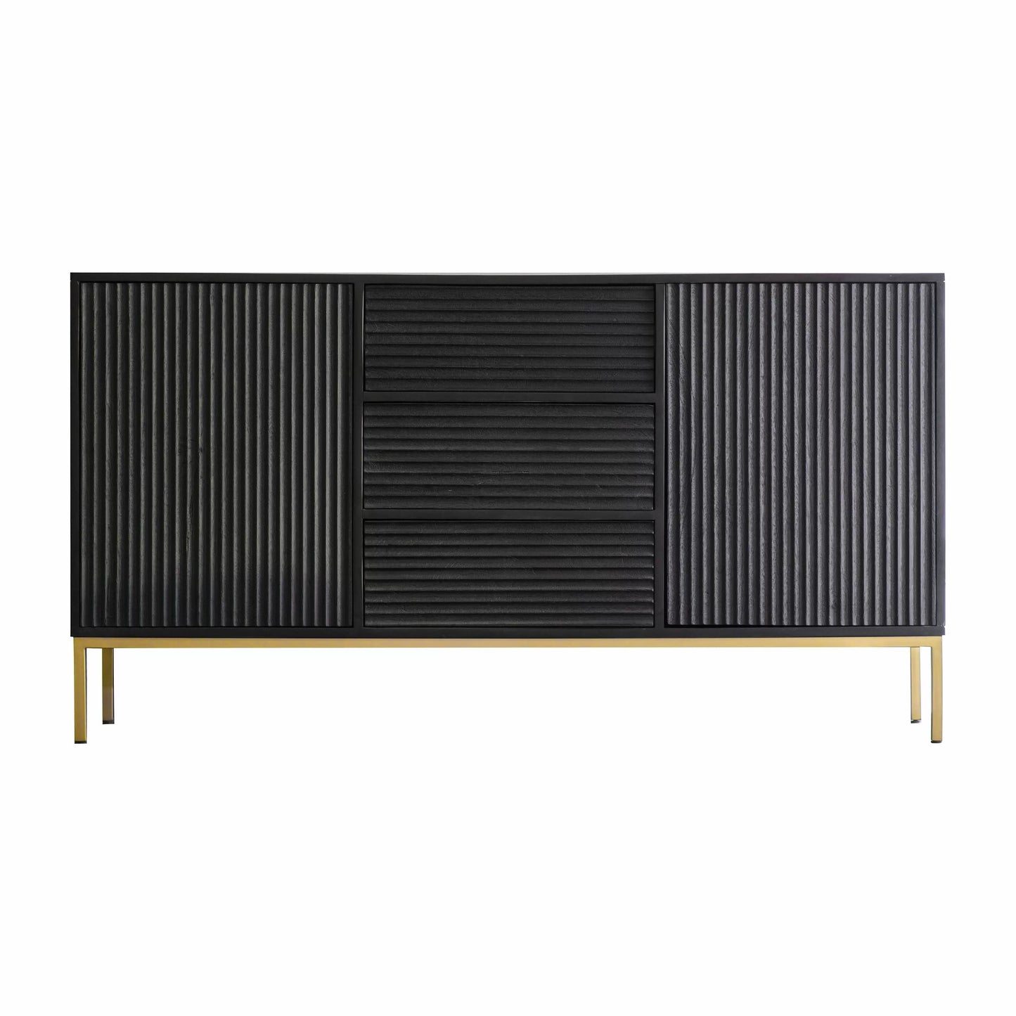 Nero Black & Gold 2 Door 3 Drawer Sideboard - 1500x400x810mm