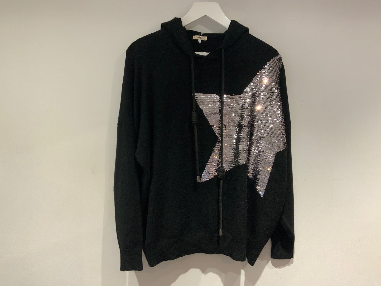 Fine Knit Sequin Star Hooded Jumper