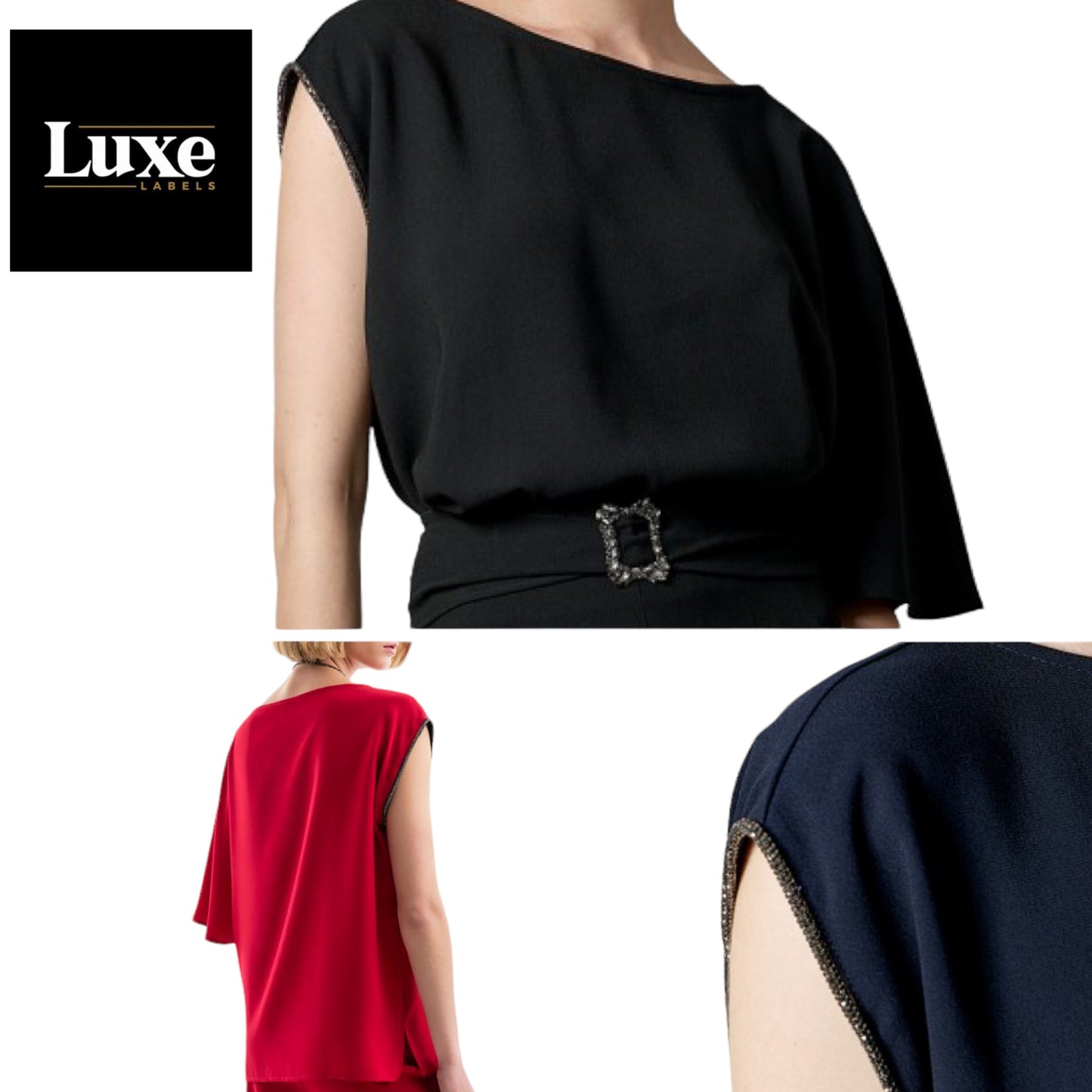 Access Fashion Asymetric Diamanté Sleeve Blouse