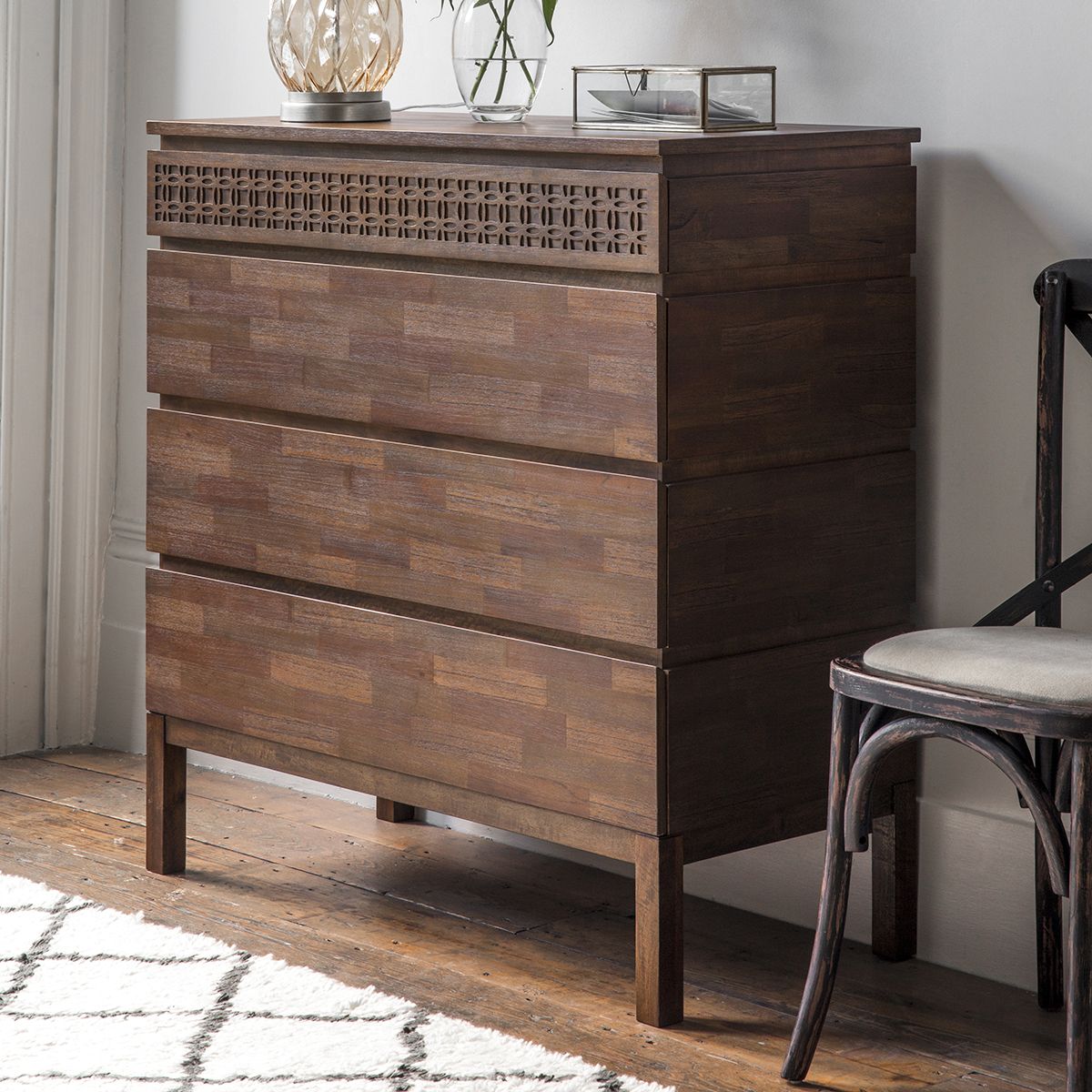 Sia 4 Drawer Bedroom Chest of Drawers - Brown