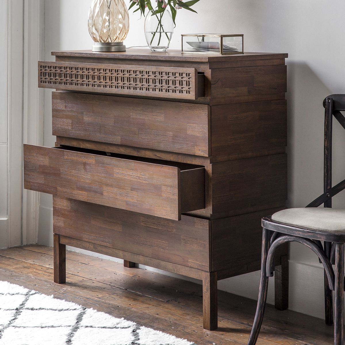 Sia 4 Drawer Bedroom Chest of Drawers - Brown