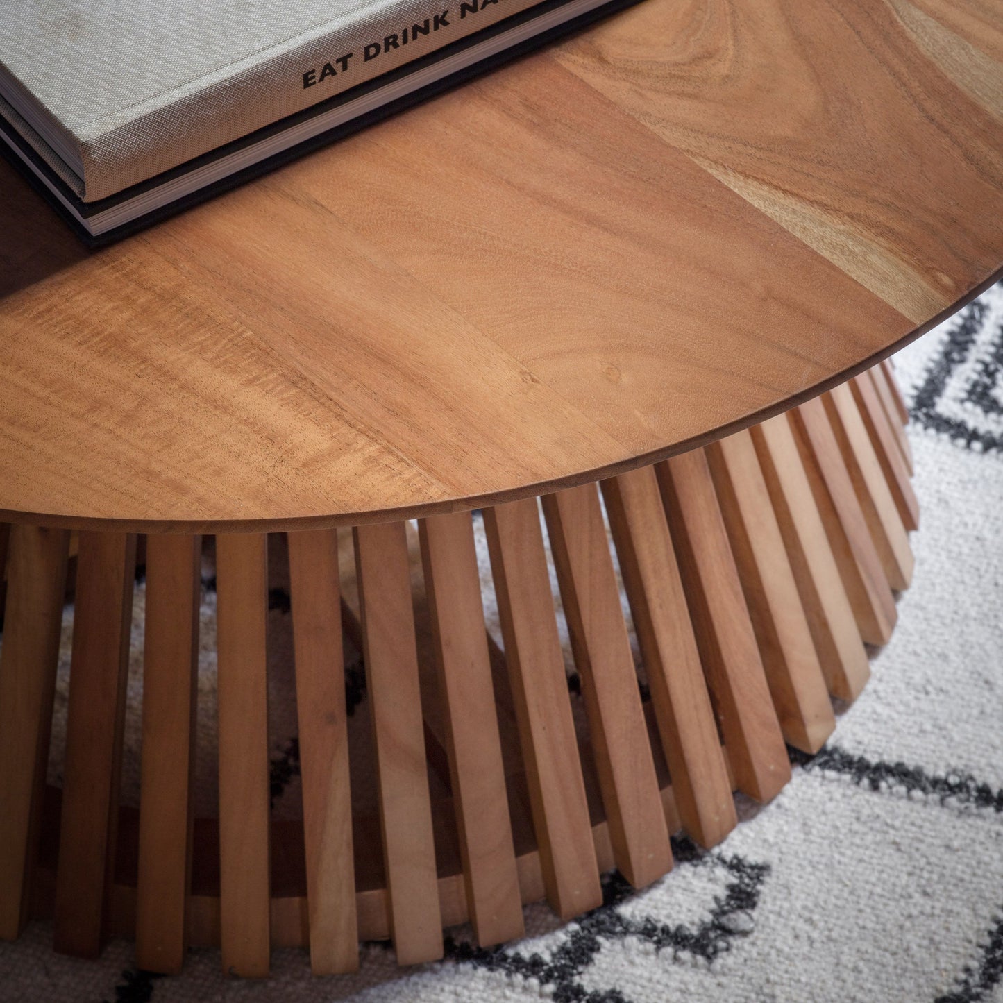 Safia Round Slatted Conical Base Coffee Table
