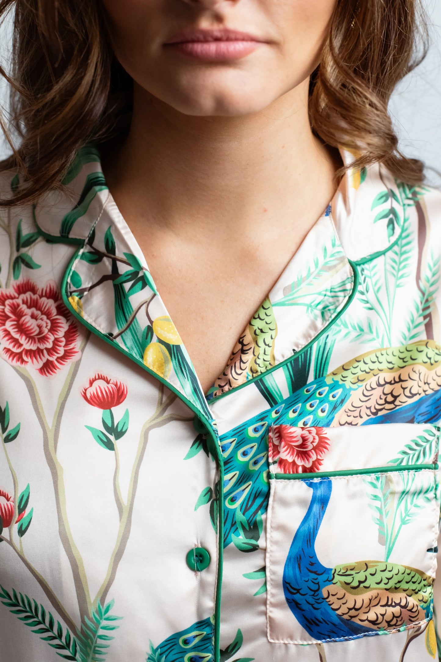 Peacock Satin Trouser Pyjama Set