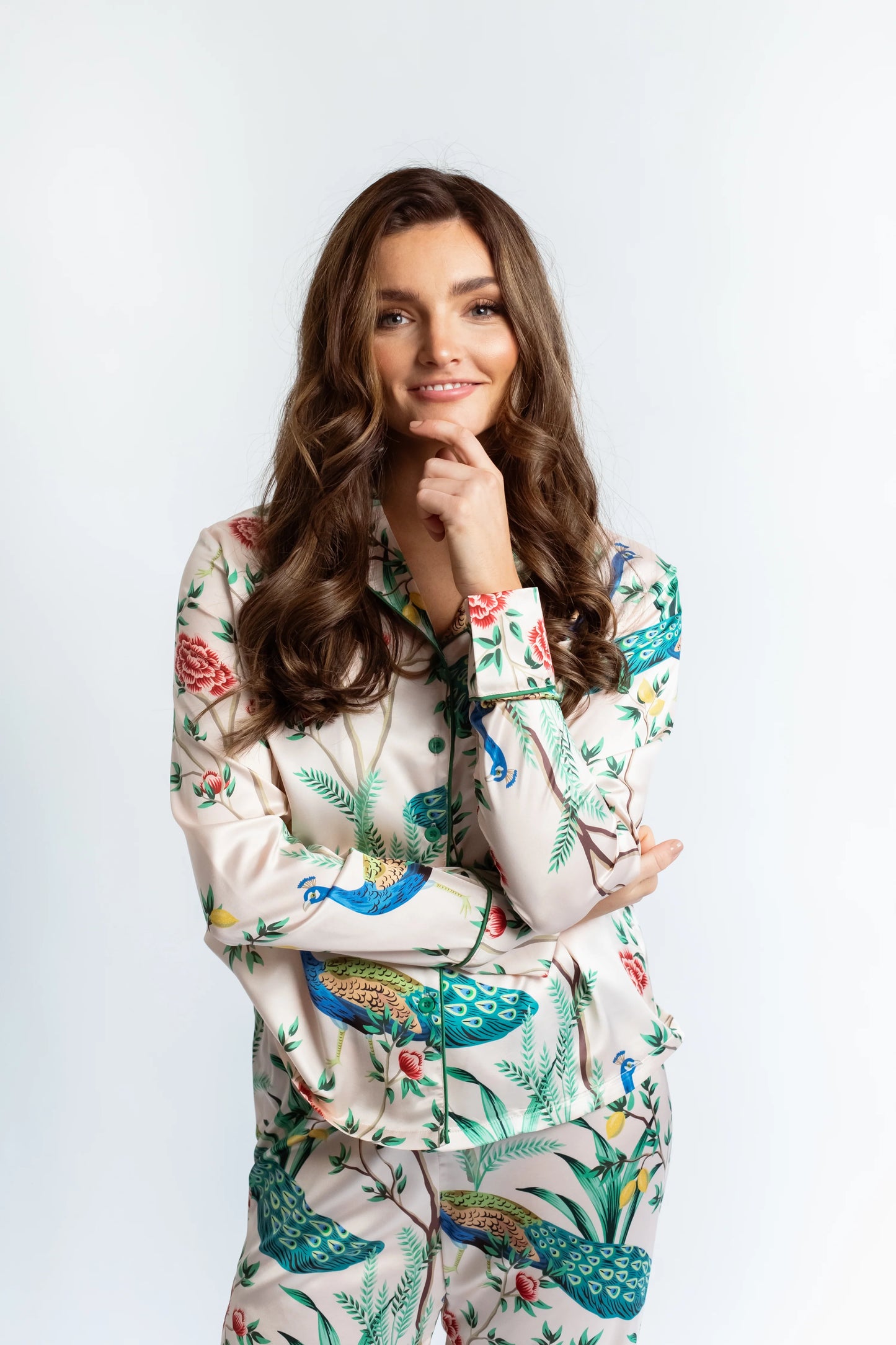 Peacock Satin Trouser Pyjama Set