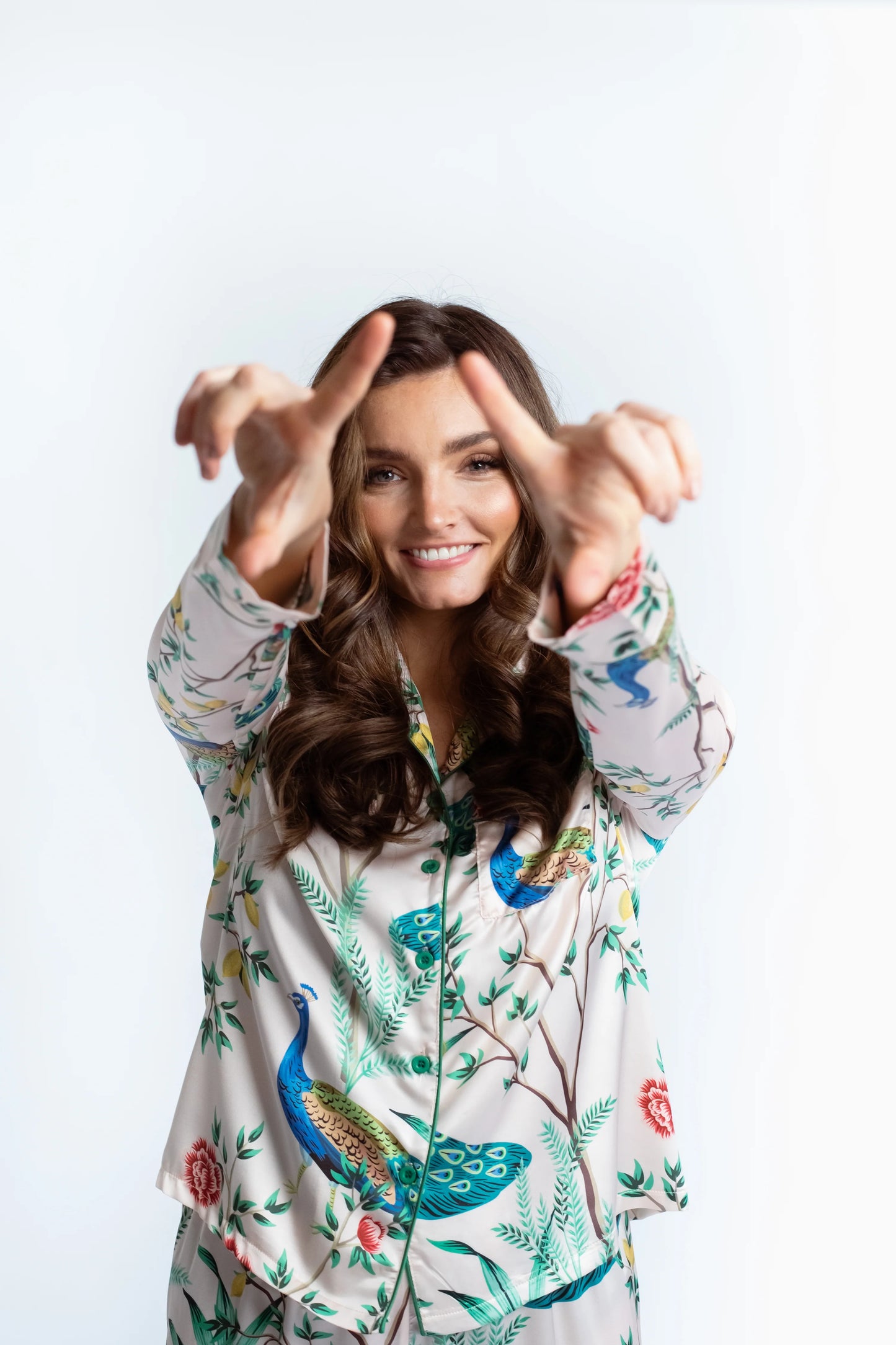Peacock Satin Trouser Pyjama Set