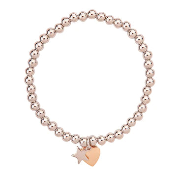 Star & Heart Bracelet - Rhodium Silver/ Gold