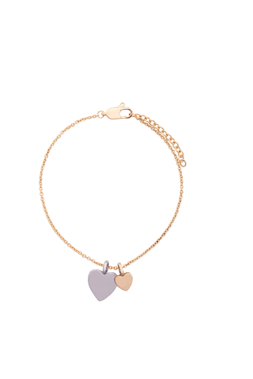 Double Heart Clasp Bracelet - Gold and Rhodium Silver