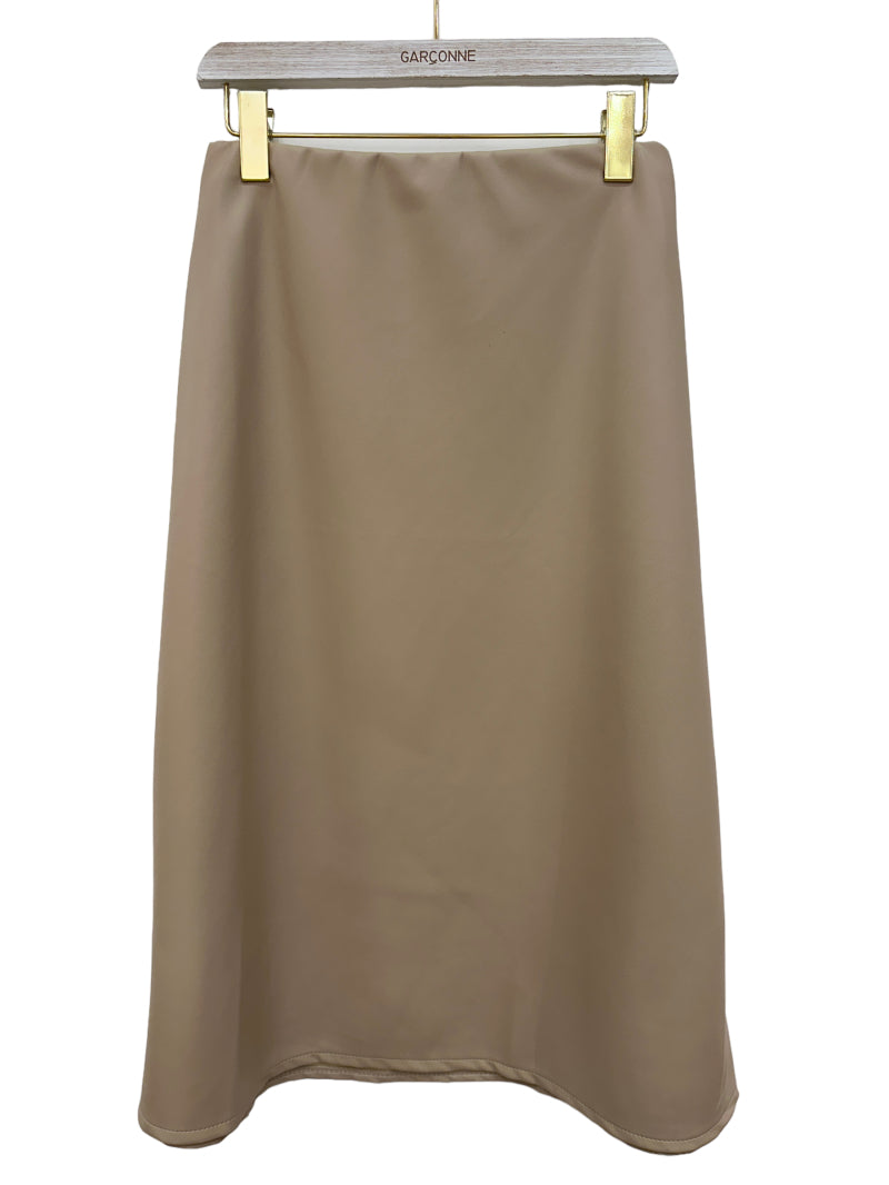 Elasticated Waist Pu A-Line Skirt