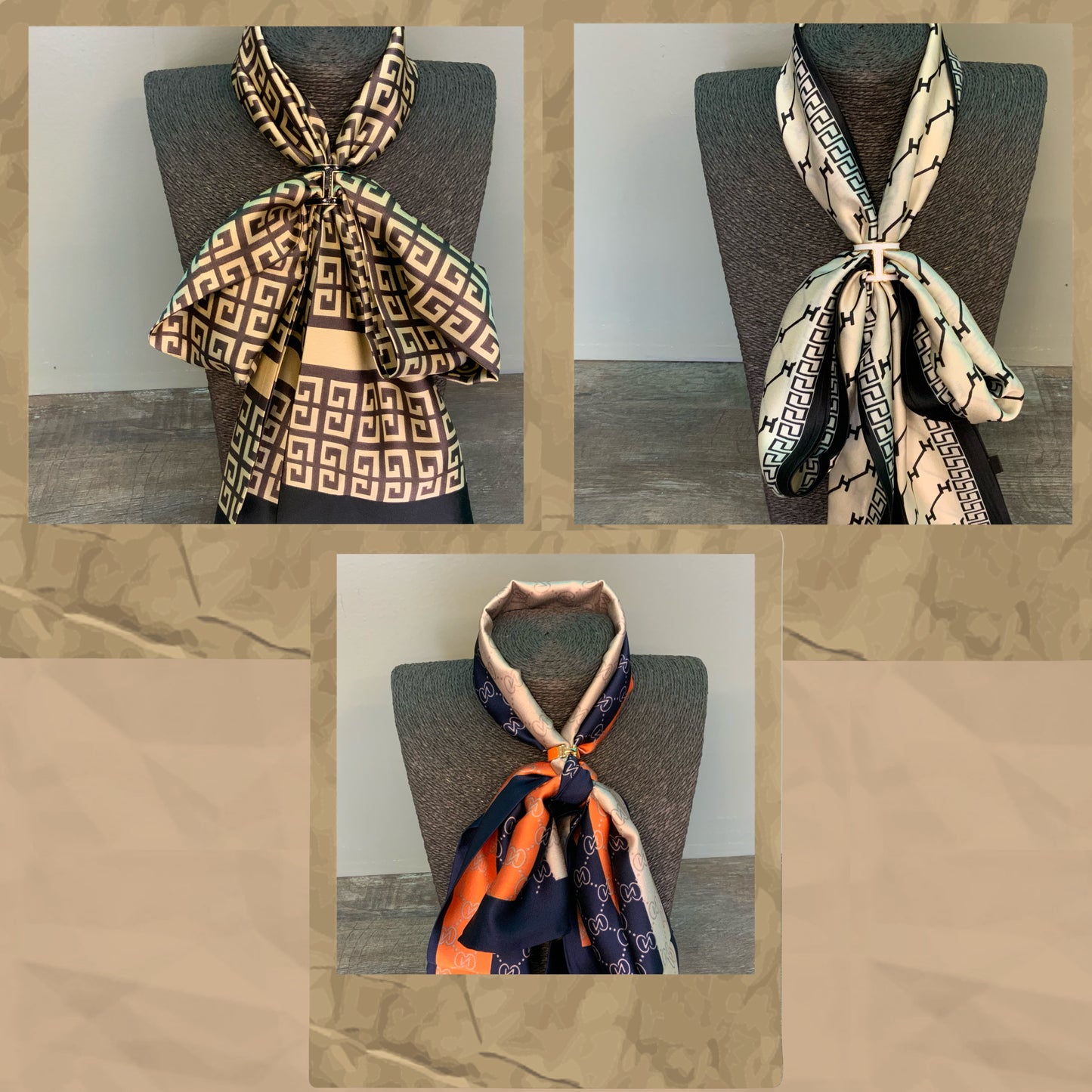Satin Design Inspired Print Scarf - Options Available