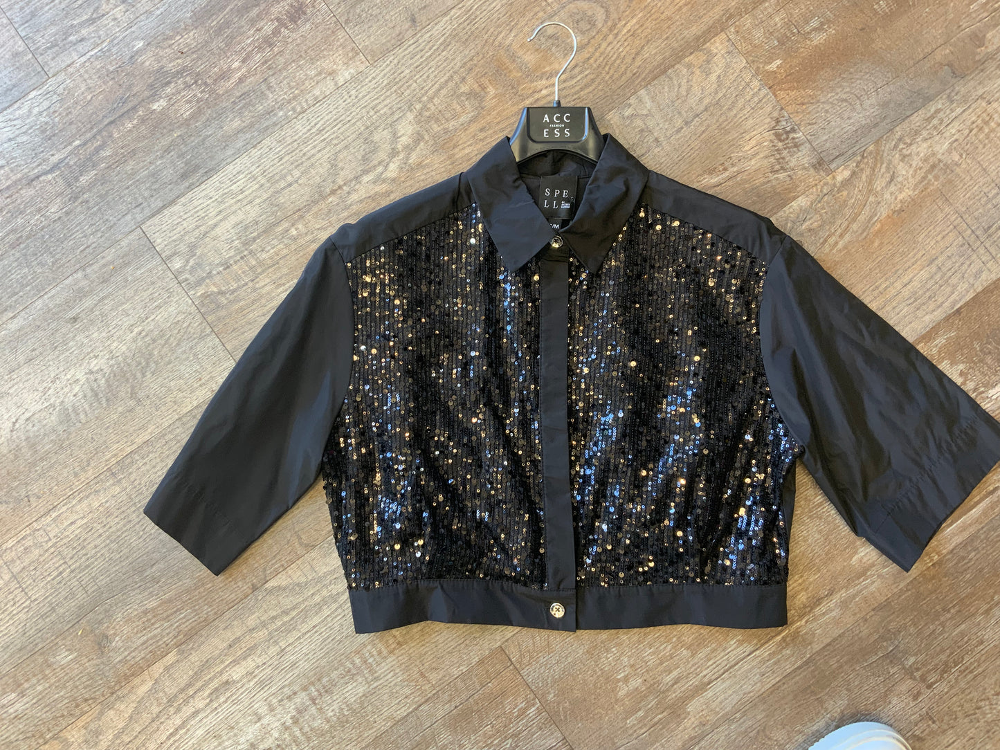 Access Fashion Sequin Front Short Sleeve Blouse/Jacket