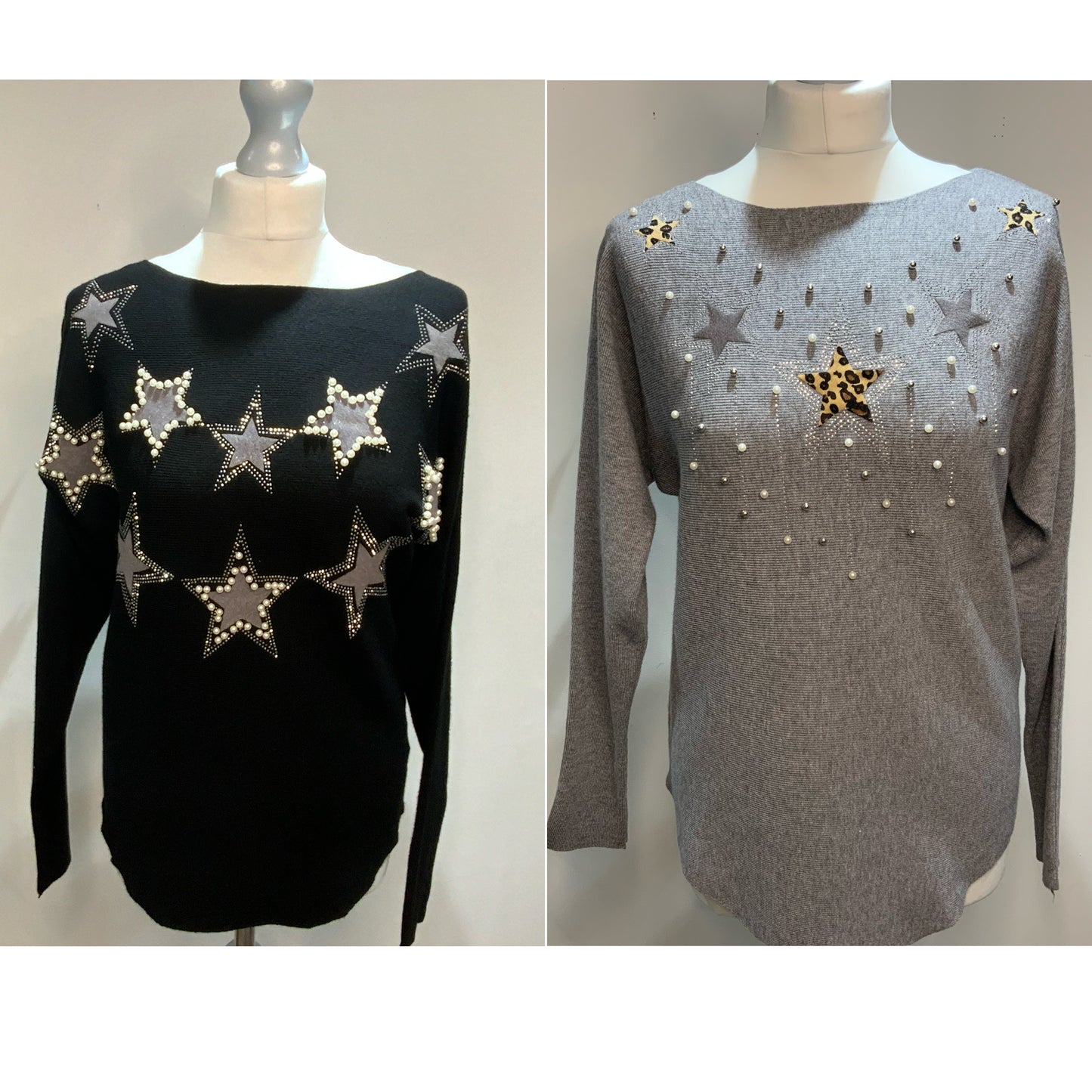 Free size star jumper with Diamante & Pearl trim - 2 Colours