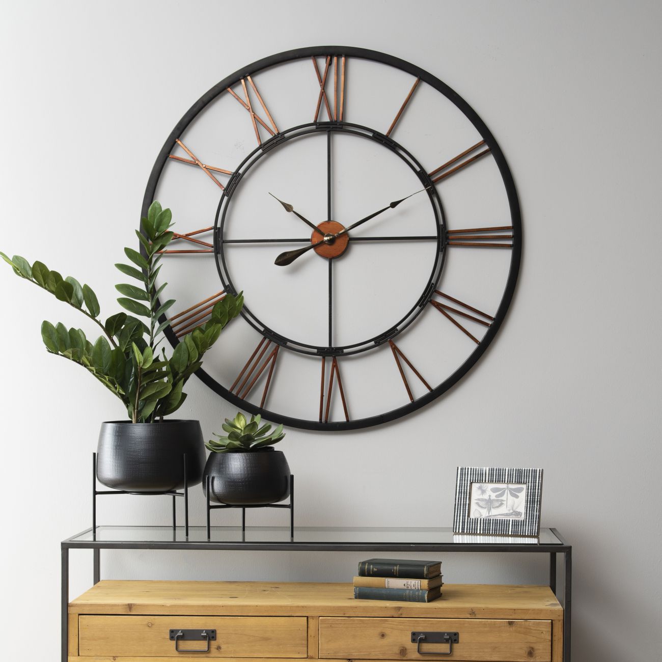 Oversized Metal Skeleton Wall Clock - 100 x 100